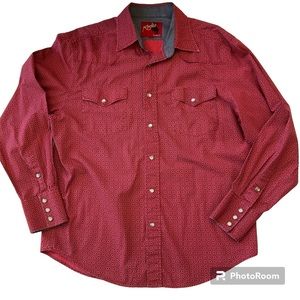 Rodeo Clothing Co Pearl Snap Western Shirt Red Youth L
